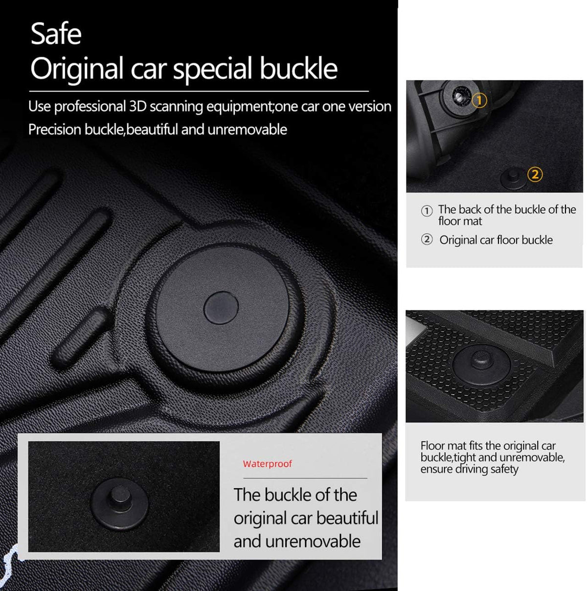Black Custom Fit All Weather Rubber Floor Mats W74088
