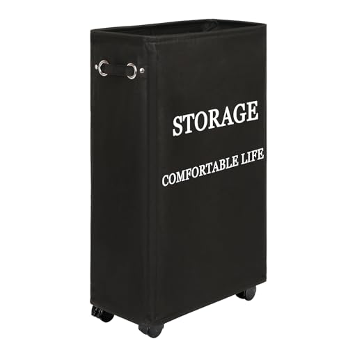 Beige 50L Collapsible Rolling Laundry Hamper I341944