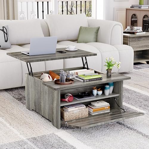 Gray Oak Lift Top Coffee Table with Storage V370