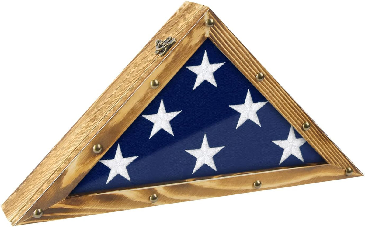 Rustic Wood Flag Display Case Triangle Shadow Box Y7694