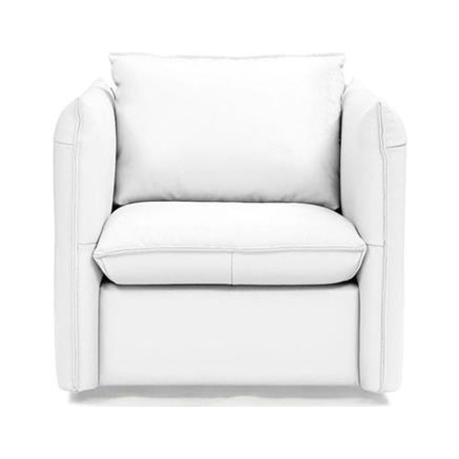 White Genuine Leather Swivel Accent Chair B168