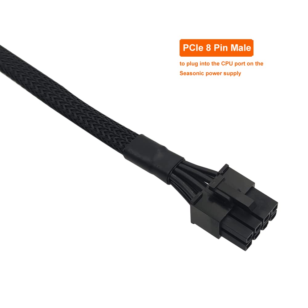 CPU 8 Pin Male to CPU 8 Pin (4+4 Detachable) Male EPS-12V Motherboard Power Adapter Sleeved 25-inch G9132
