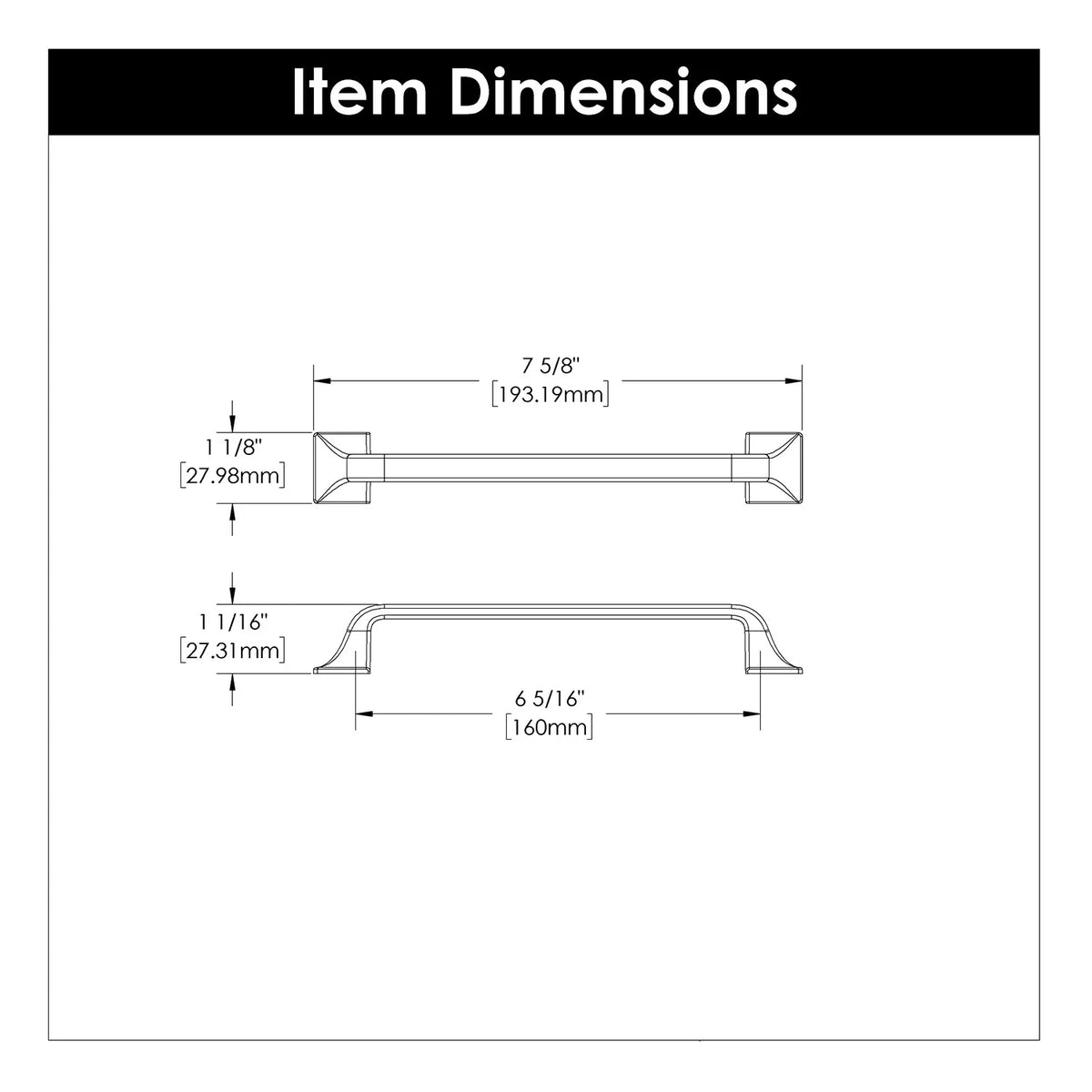 6-5/16" Center To Center Cabinet Hardware W3265