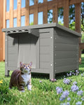 Outdoor Cat House Waterproof Foam Insulated Large Wooden Cat Condos 21.3" L x 19.9" W x 18.9" H H97209