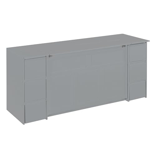 Gray Wood Murphy Bed with Drawers and Cabinets Y729529