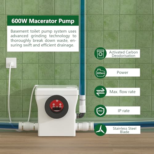 600W Macerating Toilet System with One Piece Toilet Bowl P714324