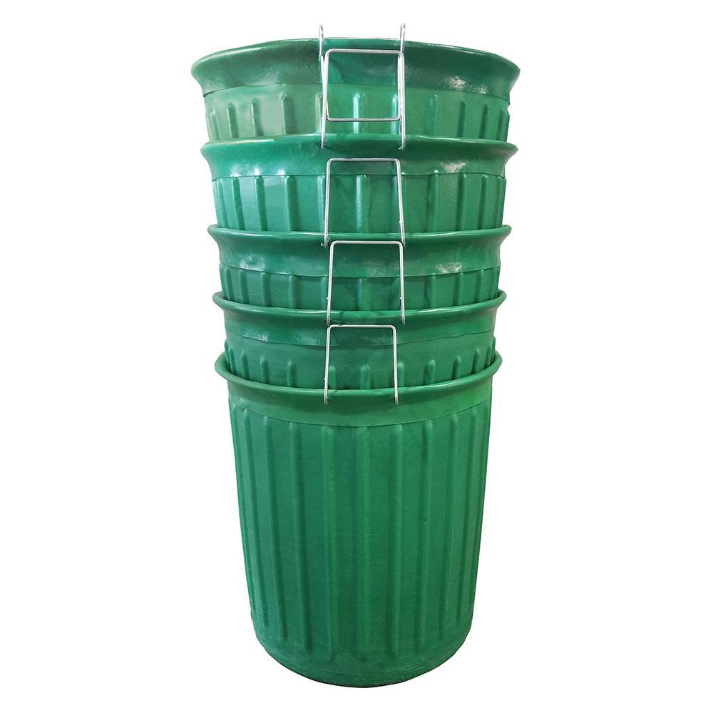 Green Round Carry Barrel Trash Can 5-Pack A867986