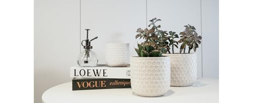 Ceramic Planters with Drainage Hole, Set of 3, Creamy-White H106
