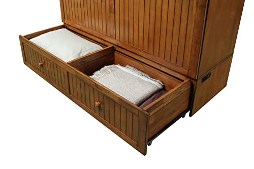 Queen Blonde Oak Murphy Cabinet Chest Bed V8950
