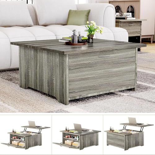Gray Oak Lift Top Coffee Table with Storage V370