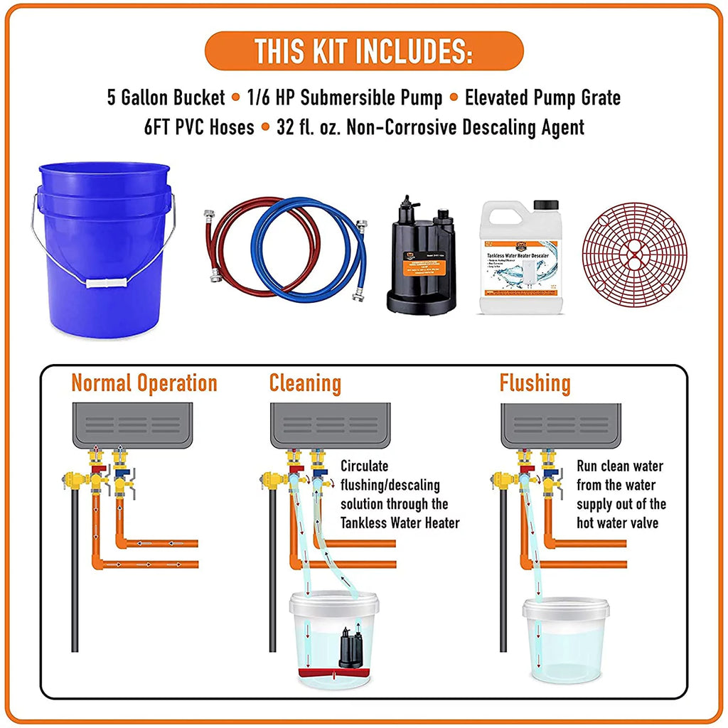 Tankless Water Heater Descaler Kit 128 fl oz Solution U7586