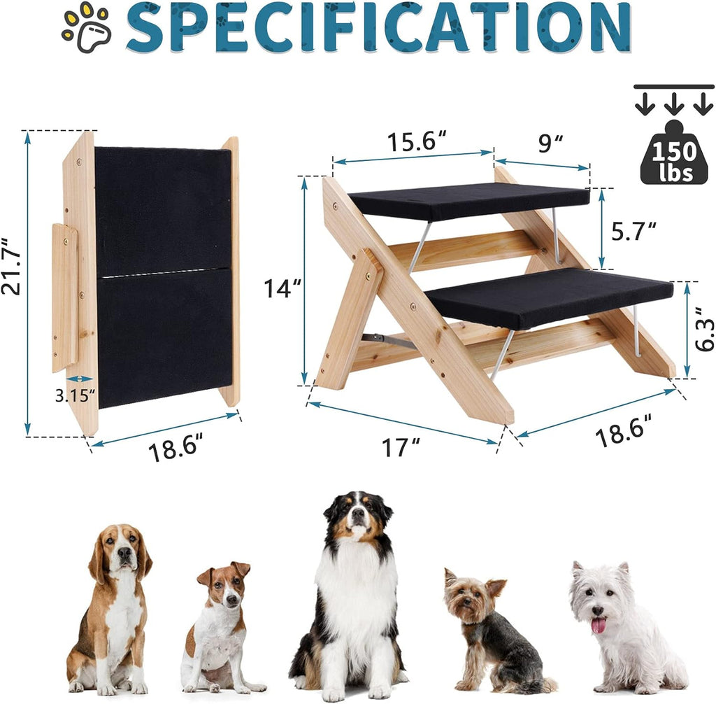 2 in 1 Foldable Wooden Non Slip Pet Stairs G726453