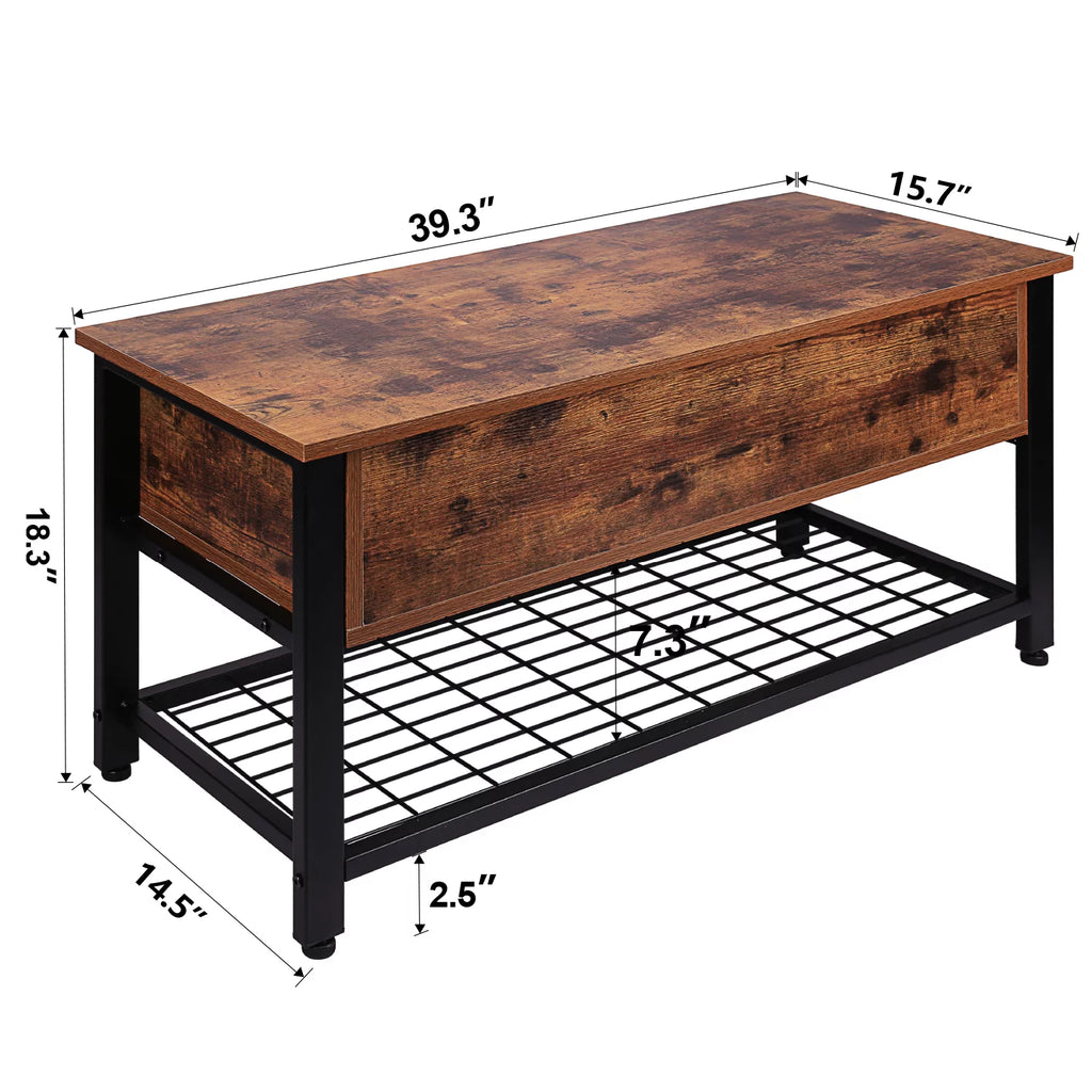 Lift Top Wood Storage Bench F1654