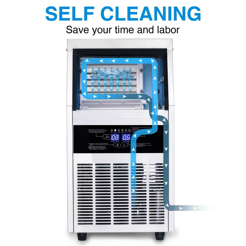 Commercial Ice Maker 90lb Stainless Steel Built-in Cube Machine X8296