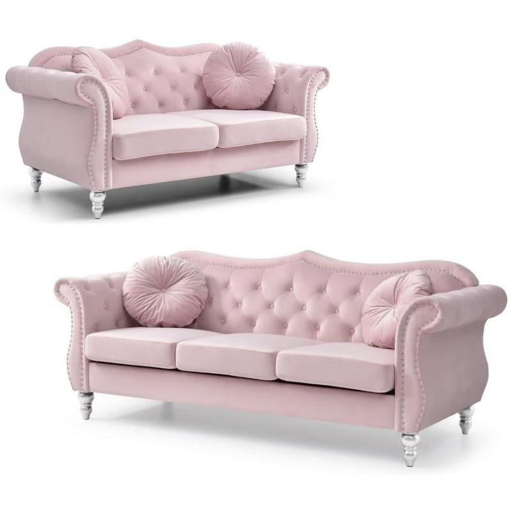 Pink 2-Piece Sofa and Loveseat Furniture Set D51309