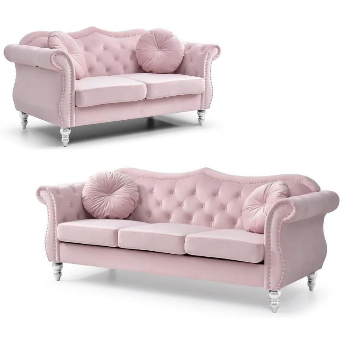 Pink 2-Piece Sofa and Loveseat Furniture Set D51309