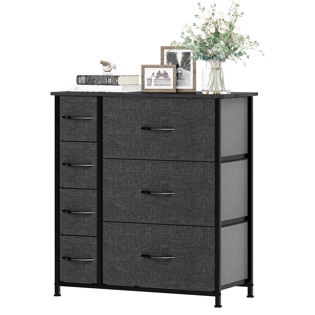 Gray Metal Fabric Wood Drawer Chests U77107