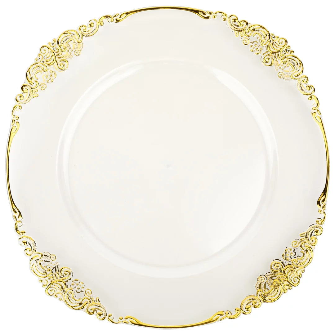 Clear Acrylic Charger Plates with Gold Rim Set of 4 W1297