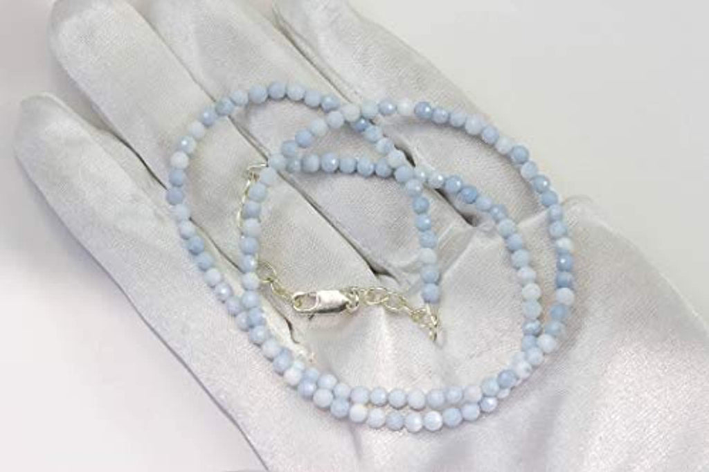 18" Sterling Silver Blue Opal Necklace Q180