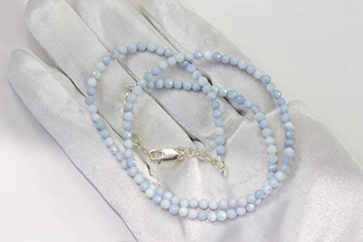18" Sterling Silver Blue Opal Necklace Q180