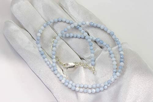 18" Sterling Silver Blue Opal Necklace Q180