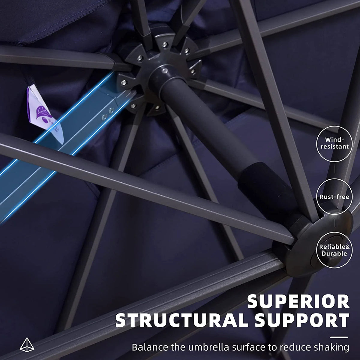 9 ft x 11.5 ft Navy Blue Aluminum Cantilever Patio Umbrella R9794