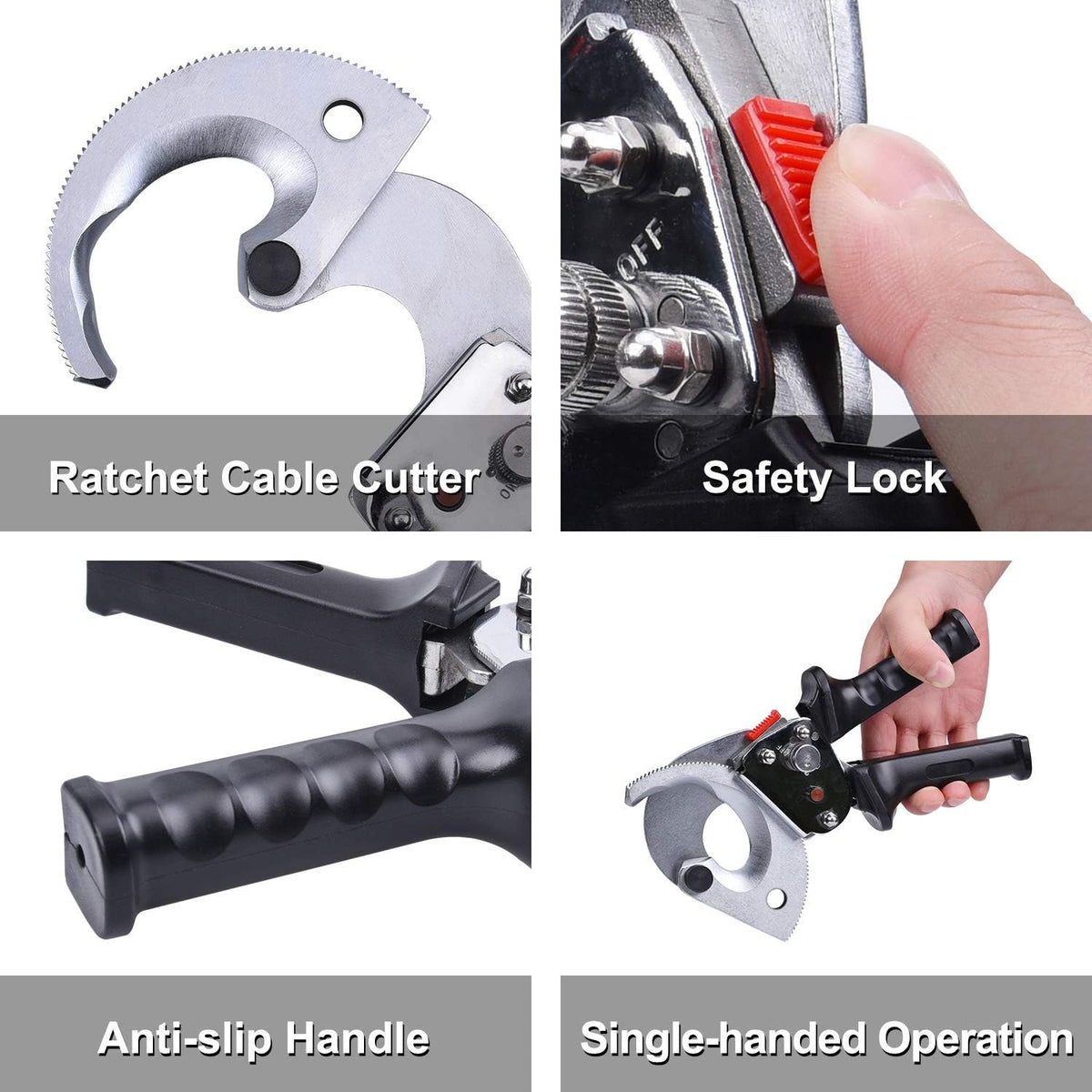 Ratchet Cable Wire Cutter, Steel Blades, 9.4Inch Pack of 2 B790