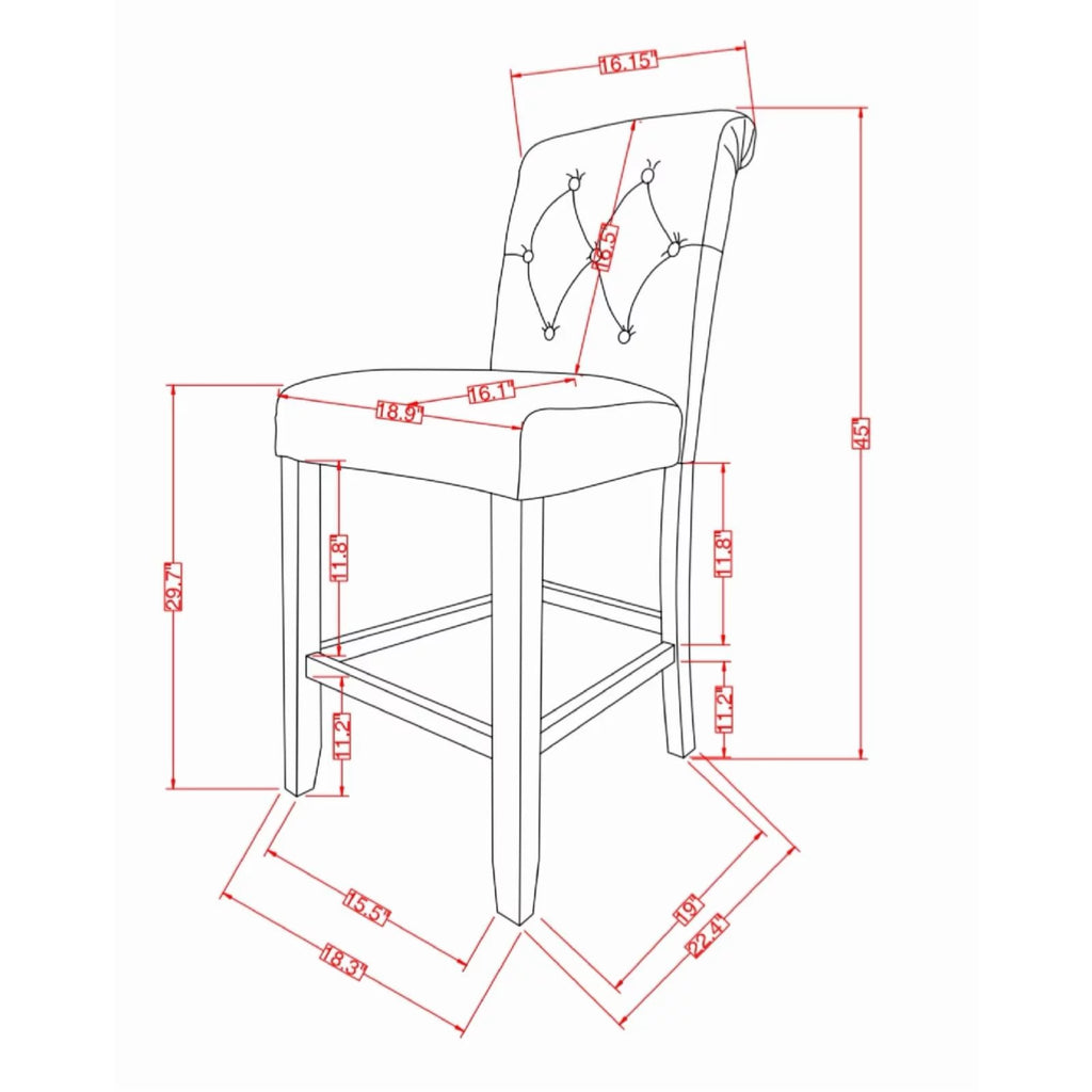 Solid Wood Barstool Set of 2 Gray W69478
