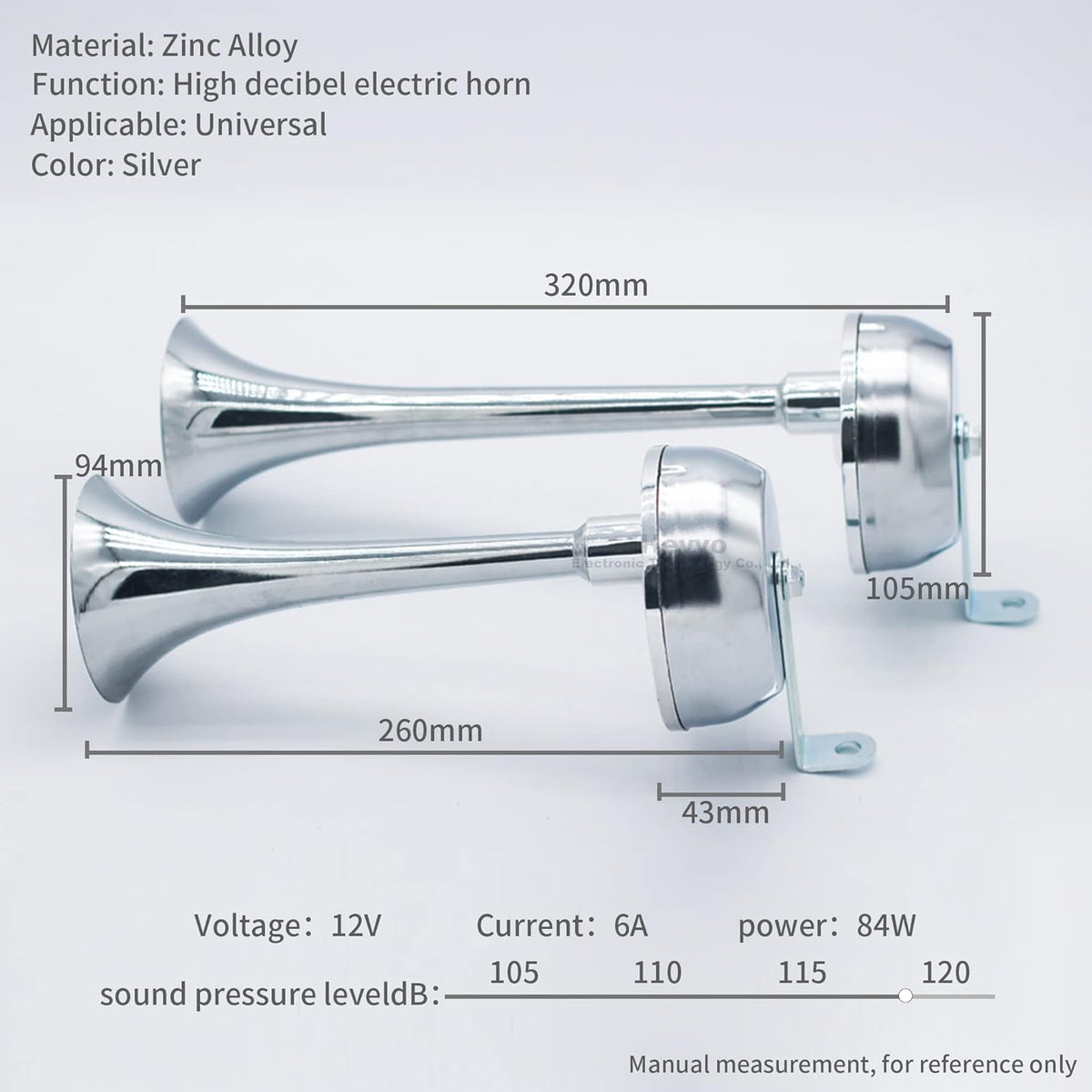 12V Stainless Steel Dual Trumpet Train Horn Kit C5128