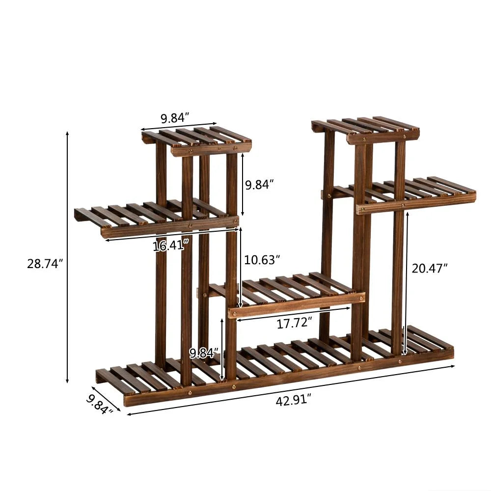 Brown 8-Tier Pine Wood Plant Stand C17535