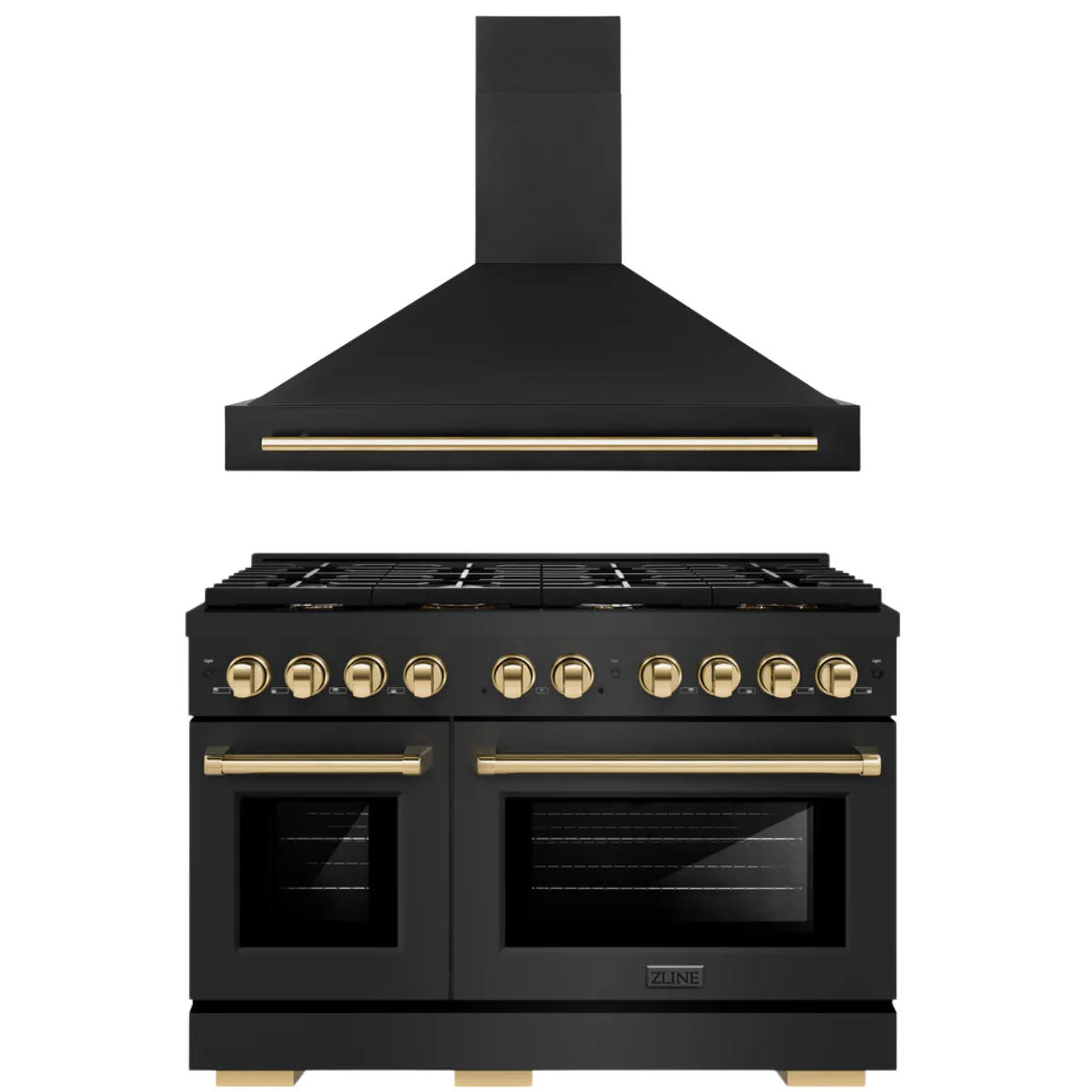 48 In. Gas Range and Range Hood in Black Stainless Steel I684