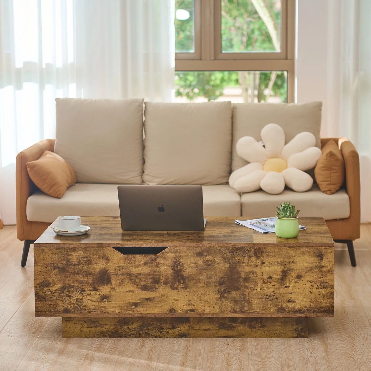 Lift Top Wooden Coffee Table with Storage Compartment S36653