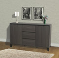 Oak Gray Wood Buffet Server Cabinet Console Table A997