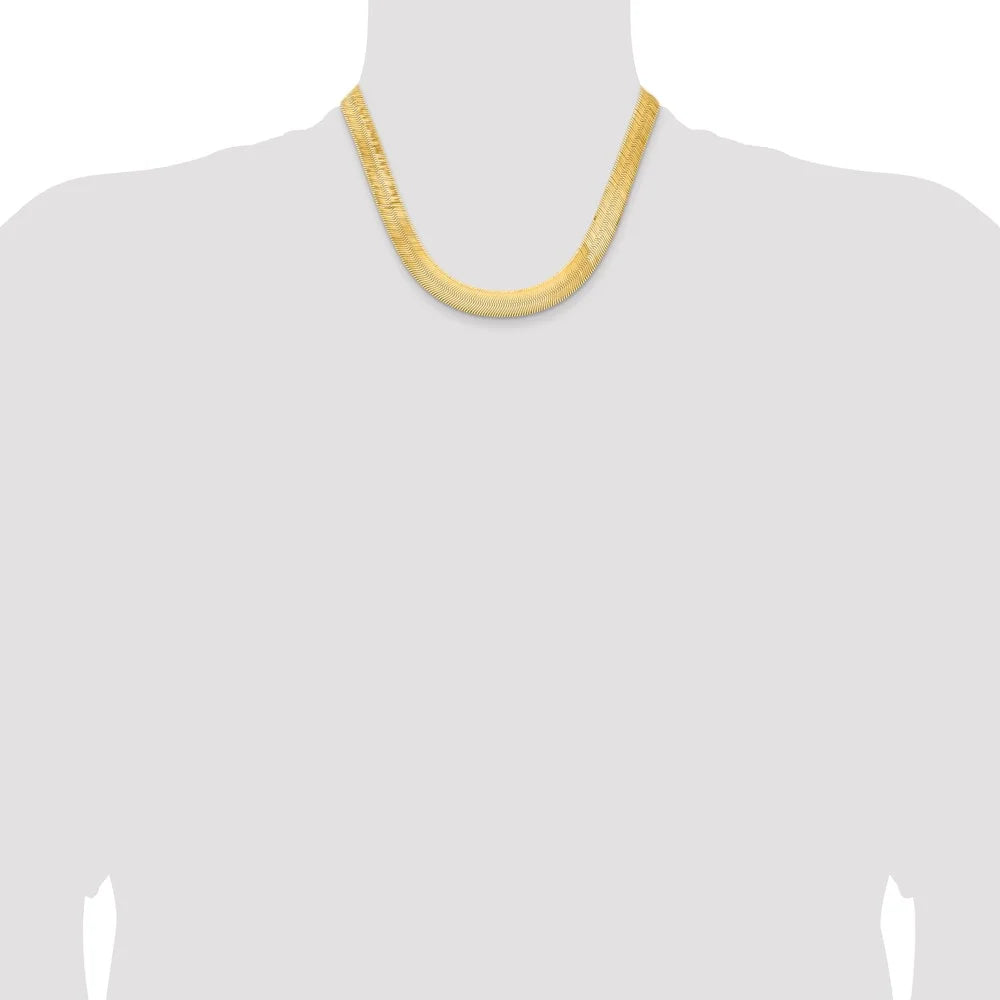 14K 18 inch 10mm Herringbone Chain with Lobster Clasp E2414