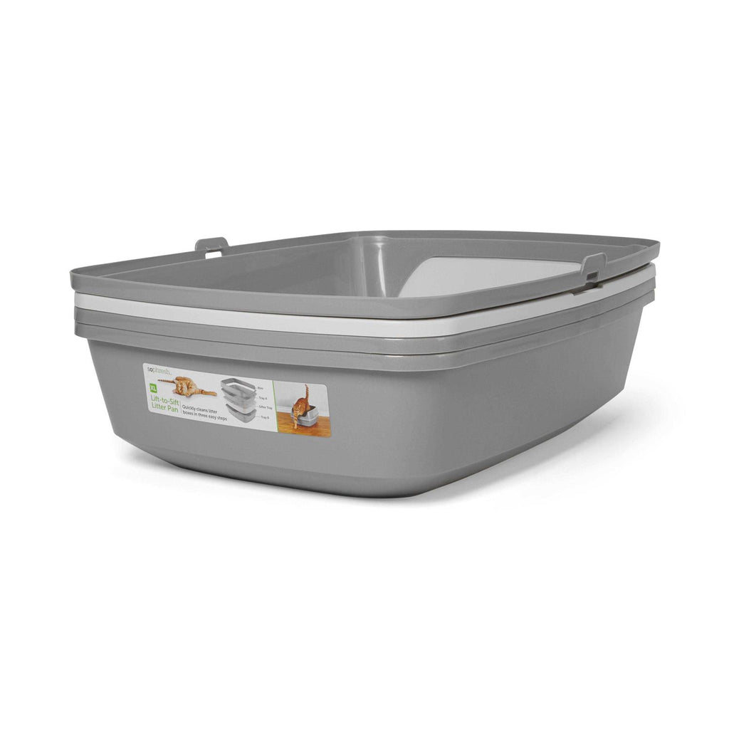 Grey & White Lift-to-Sift Cat Litter Pan M6399
