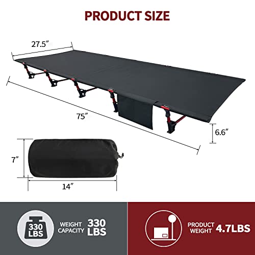 Portable Camping Cot Sleeping Cot Black D677