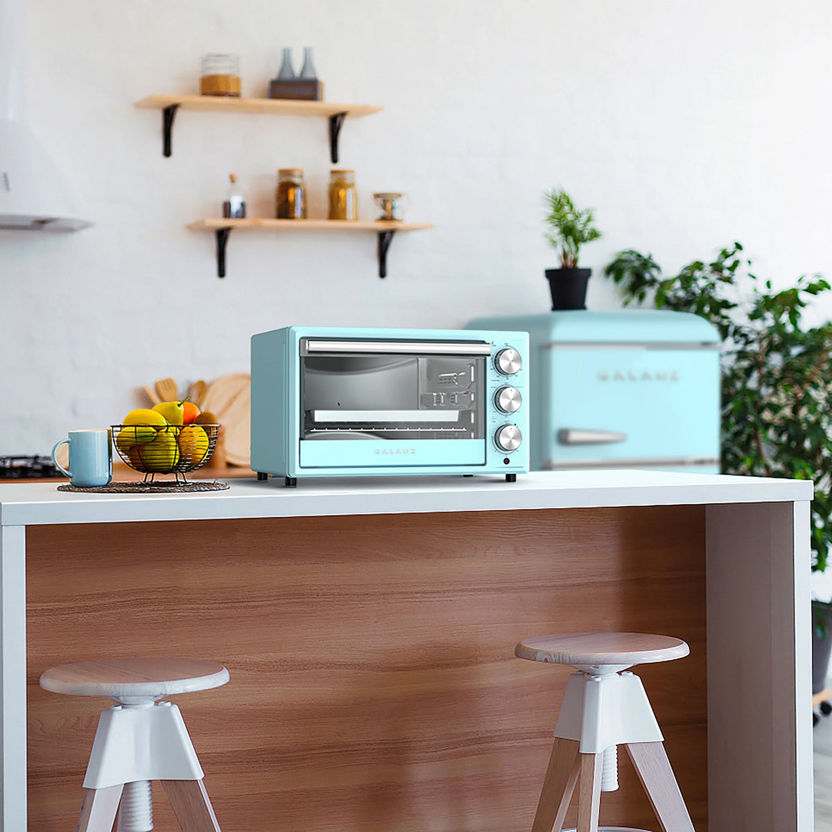 Blue Retro Toaster Oven with Convection, 1500W, 0.9 Cu.Ft S828