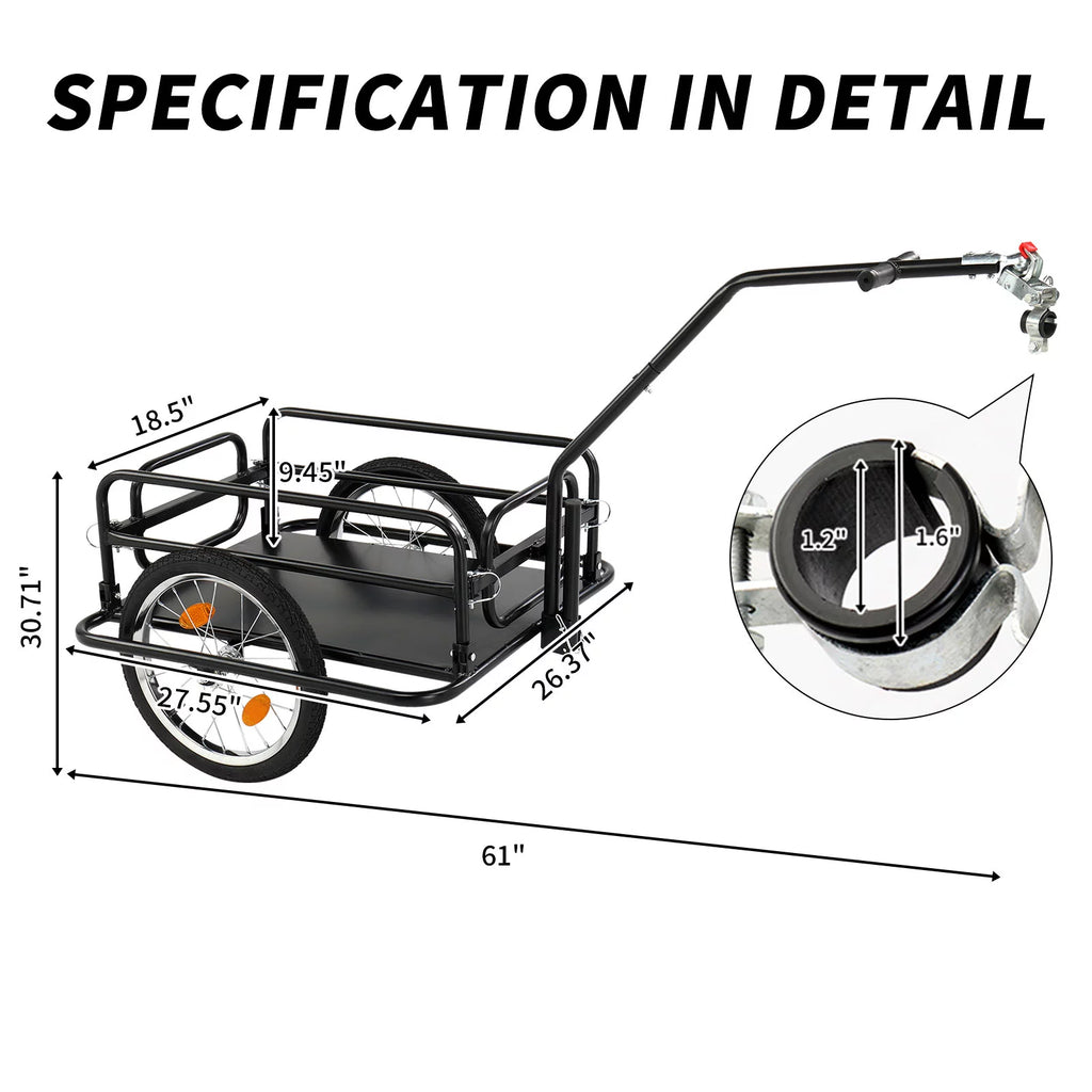 Foldable Bike Cargo Trailer with 16 Wheels, Black G25090