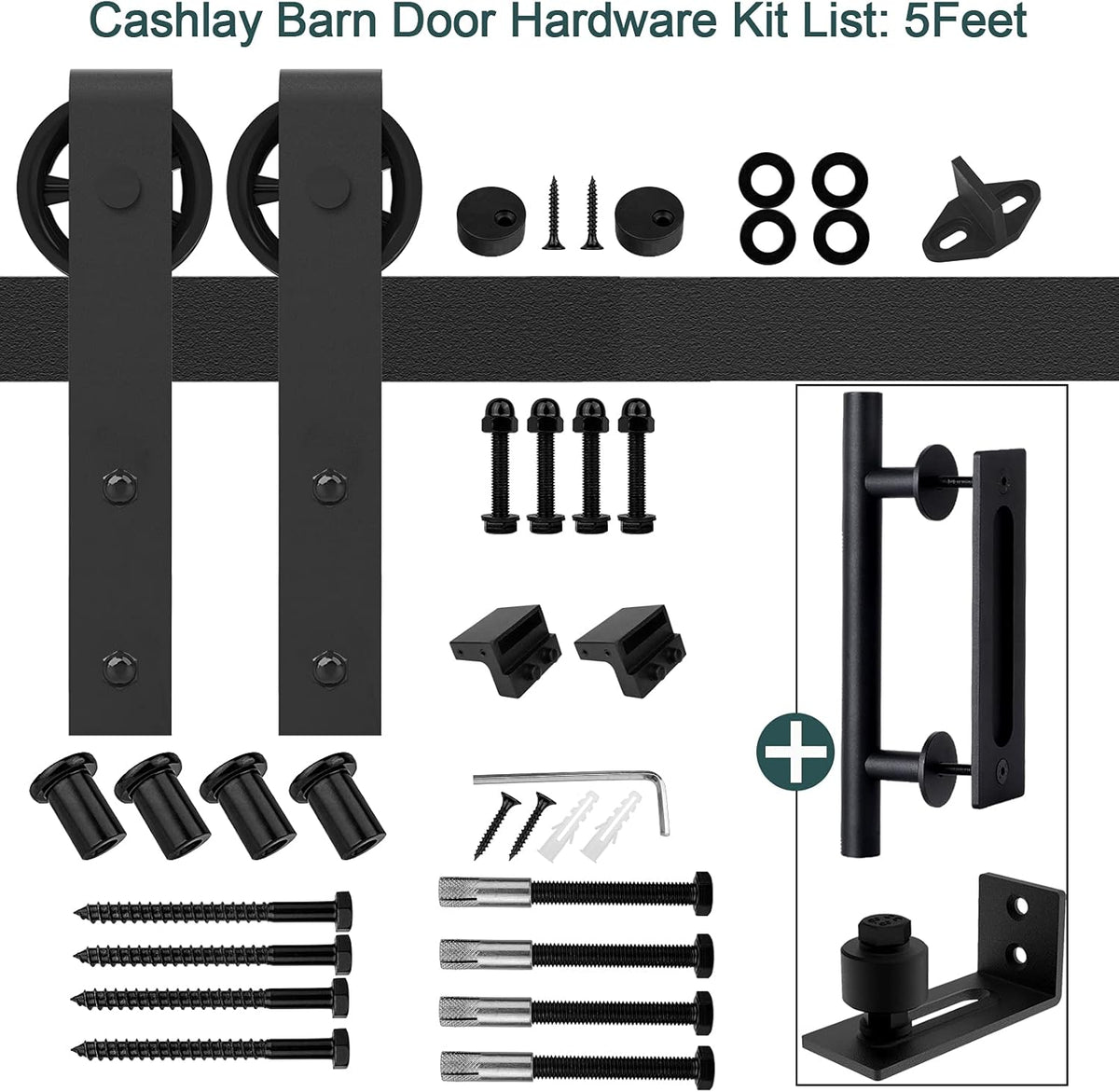 6.6FT Heavy Duty Sliding Door Hardware Kit with 12 Handle & Floor Guide C822