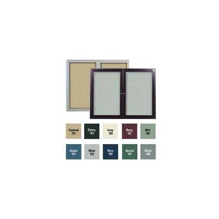 Navy 2-Door Enclosed Vinyl Bulletin Board W5634