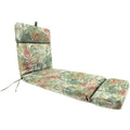 Almond Green Leaves Rectangular Outdoor Chaise Lounge Cushion with Ties V8420