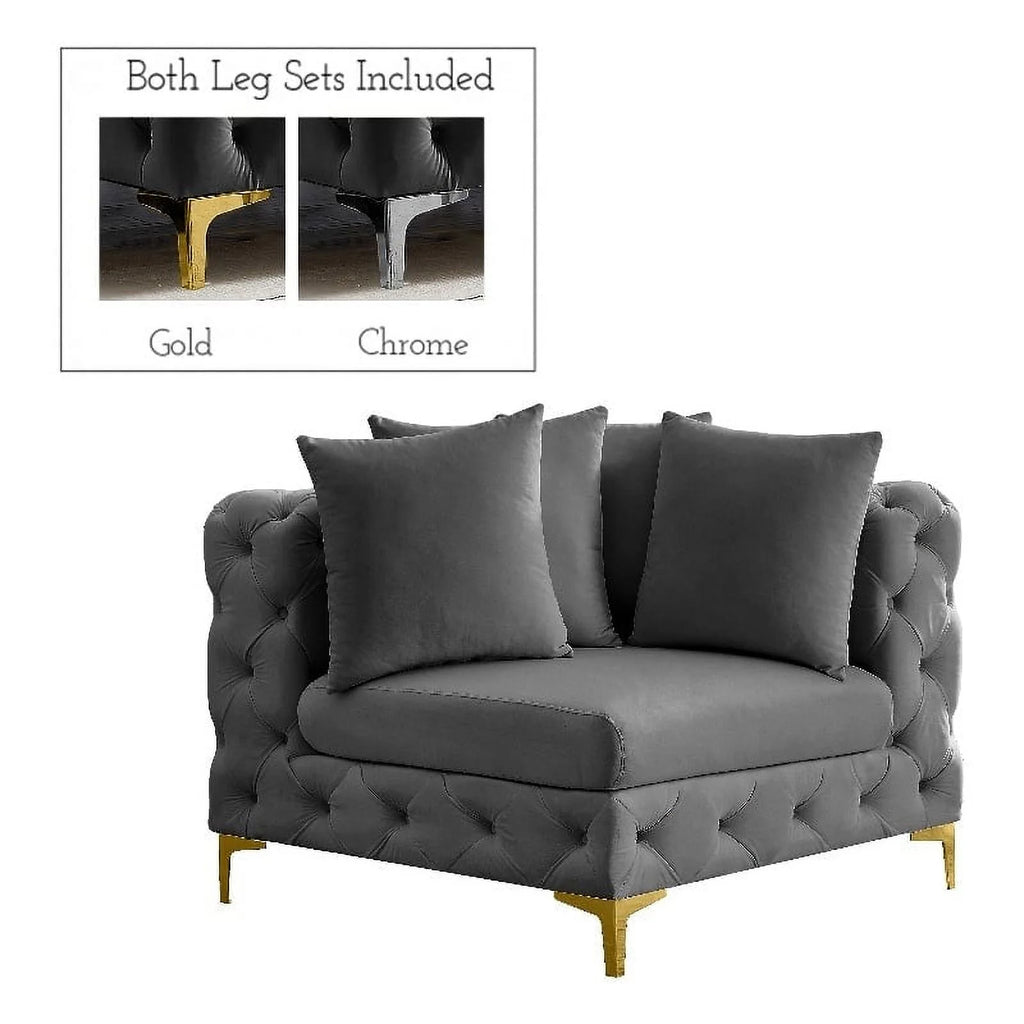 Grey Velvet Corner Chair R97001