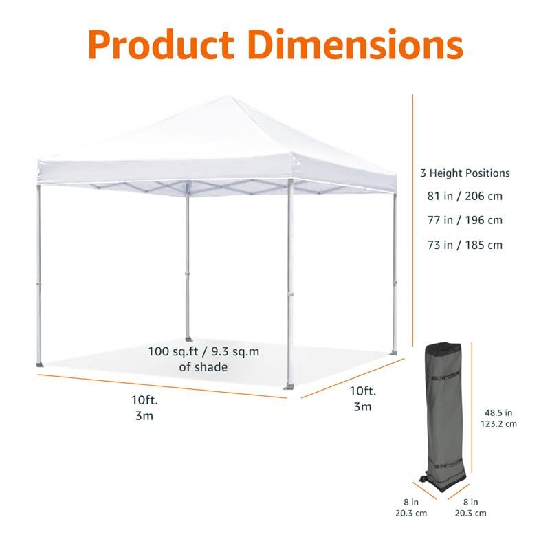 10 x 10 Pop Up Canopy Tent with Wheeled Carry Bag, Blue S46816