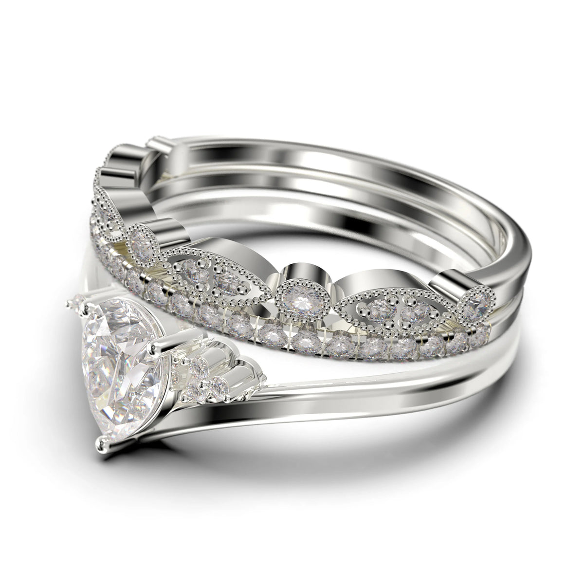 2.25 Carat Pear Cut Diamond Moissanite Engagement Ring in 925 Sterling Silver With 18k White Gold Plating X279