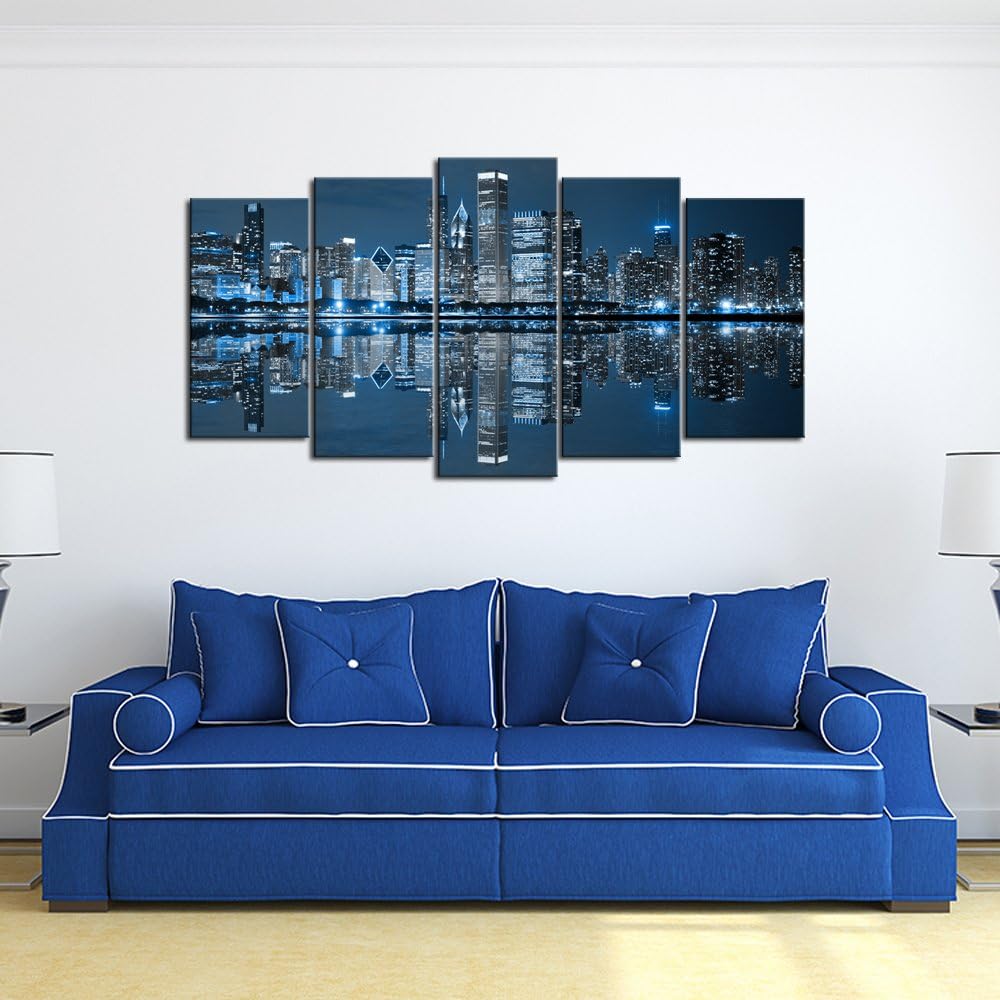 Large 5 Panels Framed Canvas Print Wall Art H401