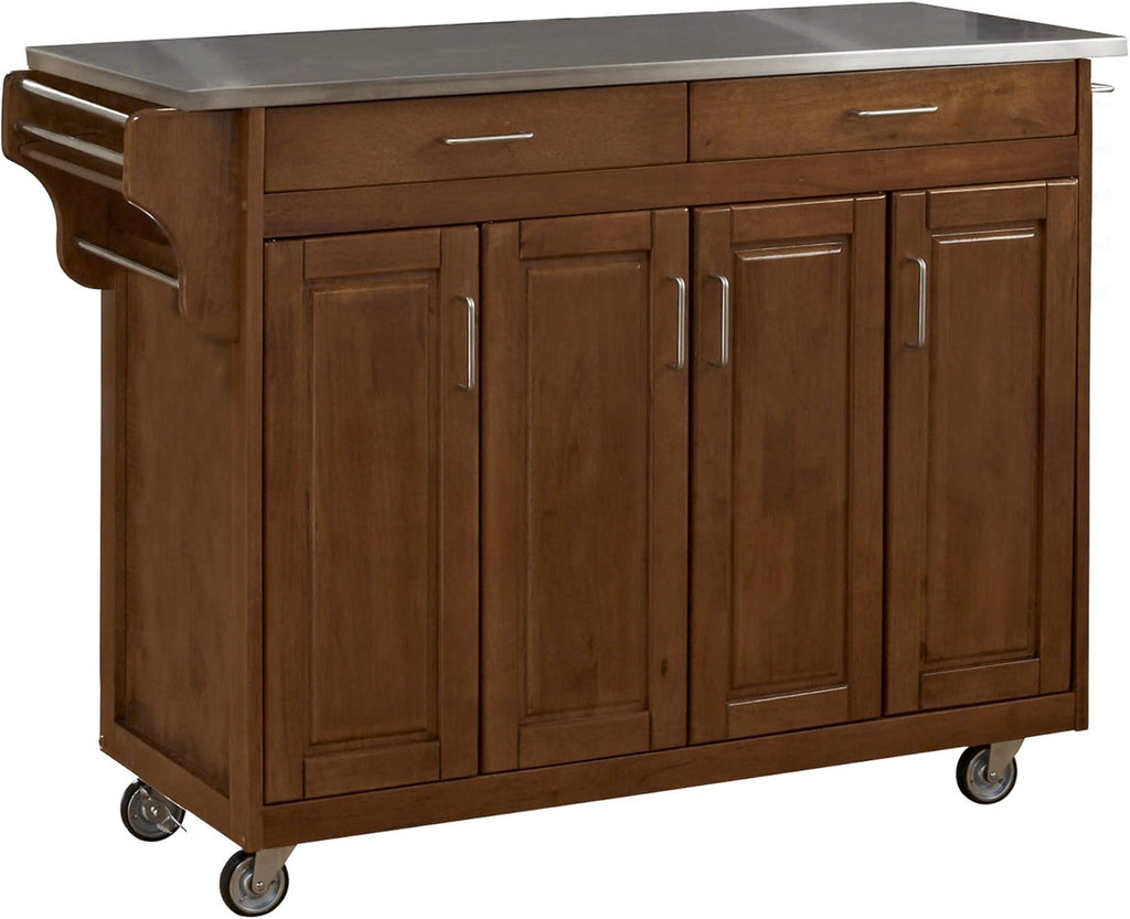 Natural 4 Door Cabinet Kitchen Cart with Gray Granite Top K819