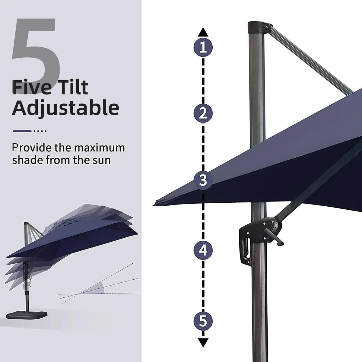 9 ft x 11.5 ft Navy Blue Aluminum Cantilever Patio Umbrella R9794
