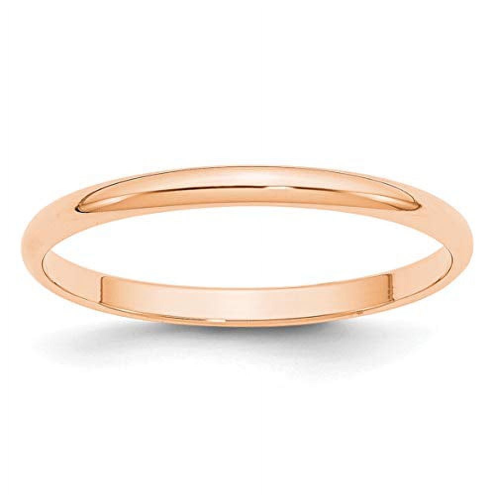 10K Rose Gold Half Round Band Ring Size 8 R7089