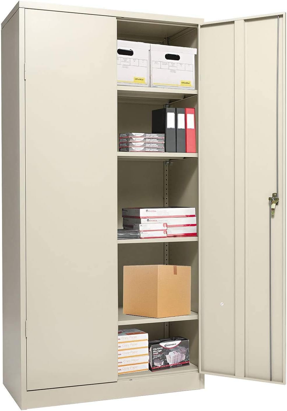 White Metal Storage Cabinet with Locking Doors and 2 Adjustable Shelves N9213