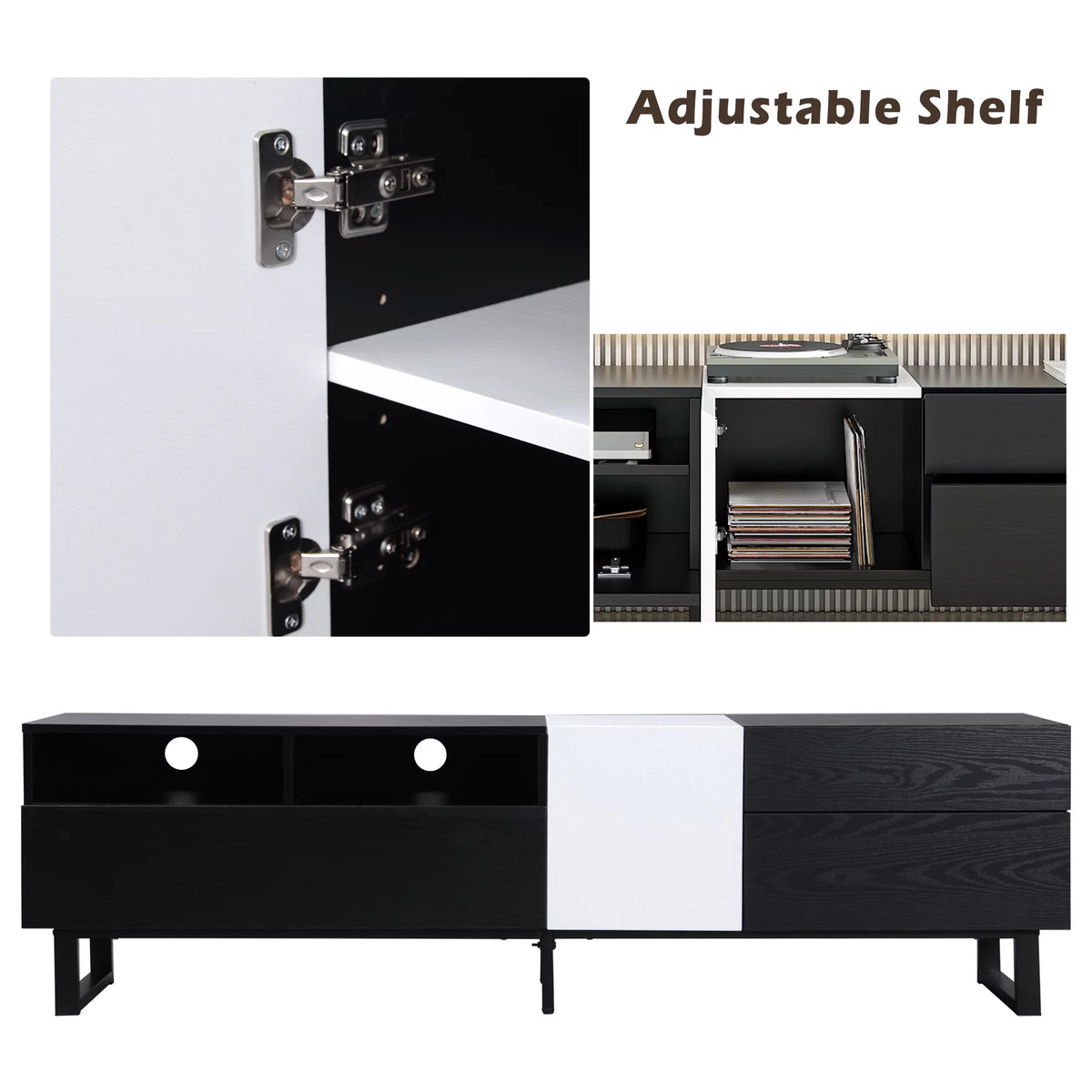 Black TV Stand with Double Storage Space Z703